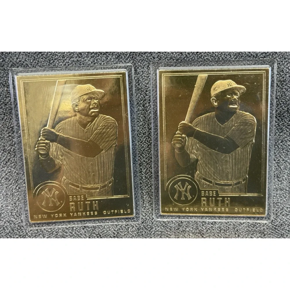 Two 1996 CMG Worldwide Babe Ruth 22K Gold Plated Collectible Trading Cards NY